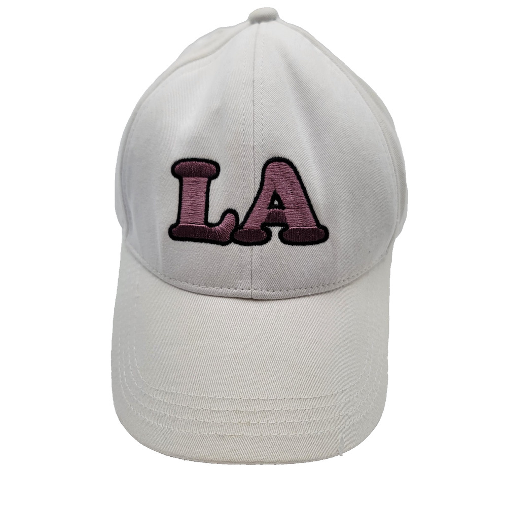 Wild Fable Women's Baseball Hat Cap "LA" Twill Strap Back White Curved Bill Hat